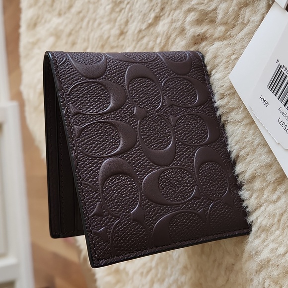 NWT Coach Men's 3-in-1 Compact ID Signature Mahogany Leather Wallet 🤎🎁 - Picture 15 of 16